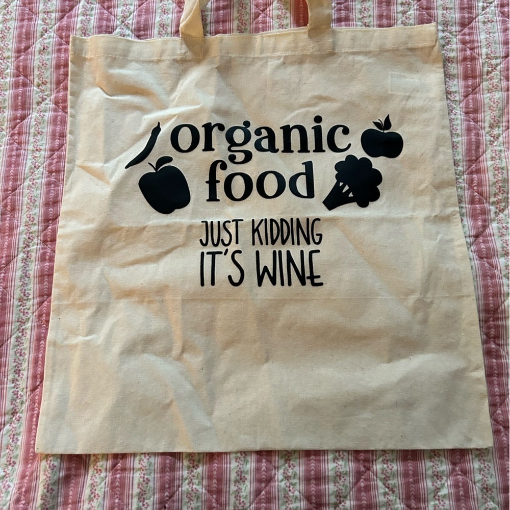 Beige Tote Bag with Fun Print- recycle- reuse- perfect gift for that one friend